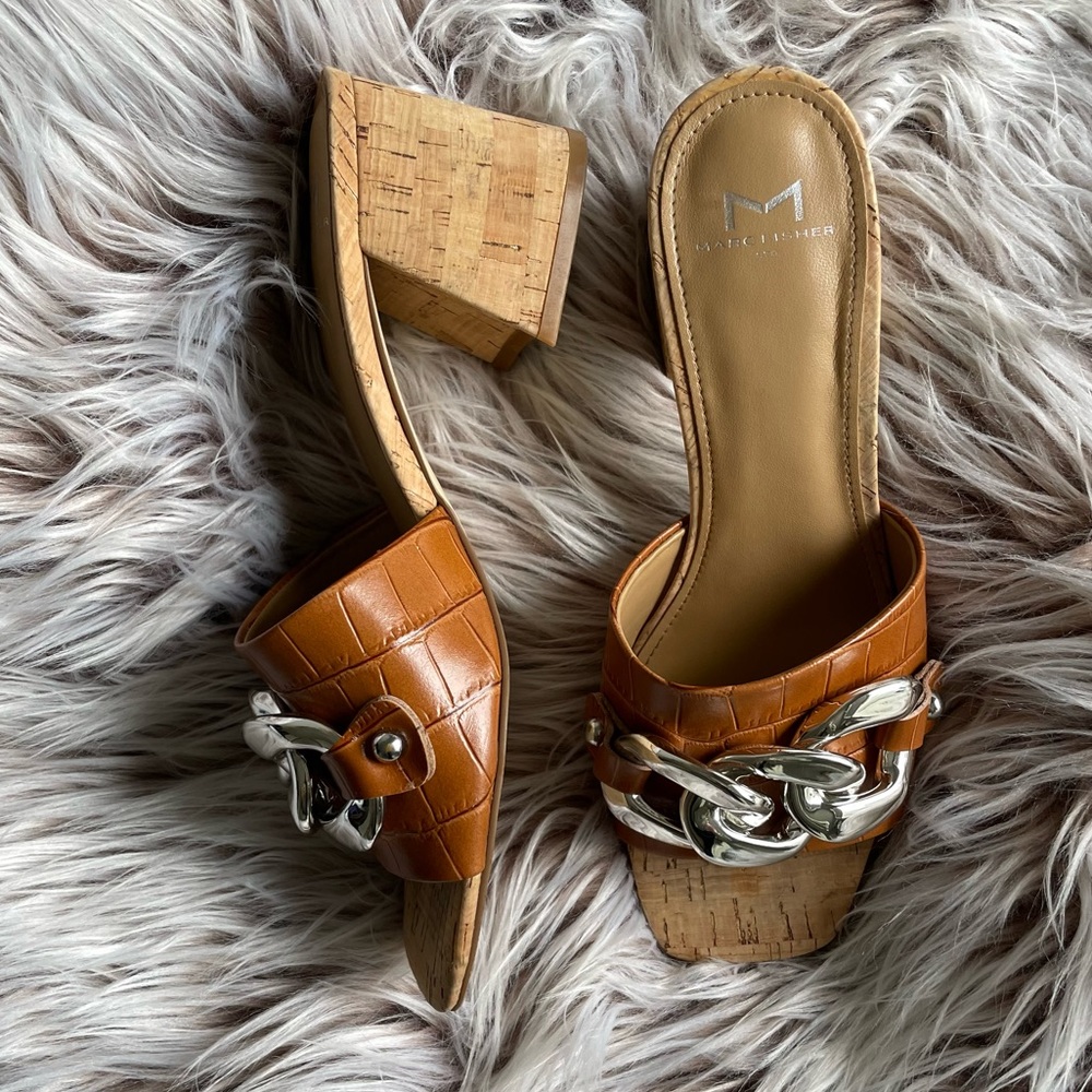 Marc Fisher Naniya Chain Leather Sandals